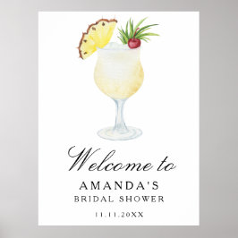 Cocktail pineapple - bridal shower welcome sign poster