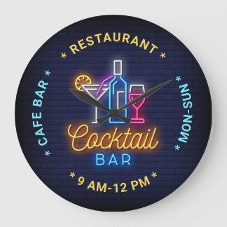 Cocktail Pub Neon Se illustration, Anpassningsbar  Stor Klocka