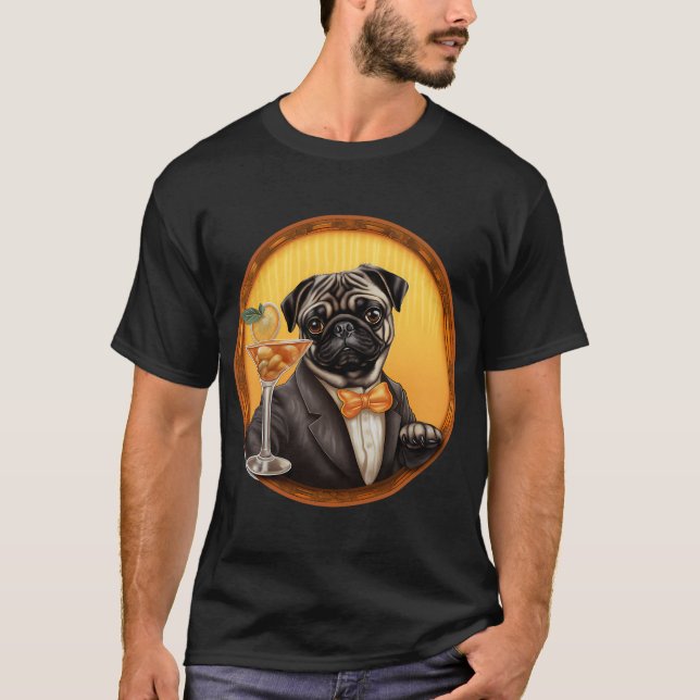 Cocktail Pug T Shirt (Framsida)