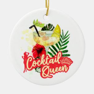 Cocktail Queen Vintage Höna Möhippning Julgransprydnad Keramik