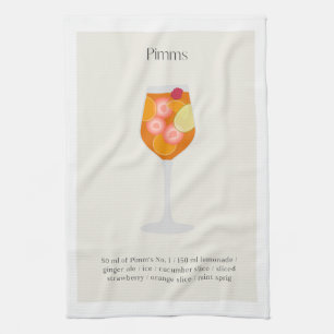 Cocktail recept tetowel, Pimms Kopp Illustration Kökshandduk