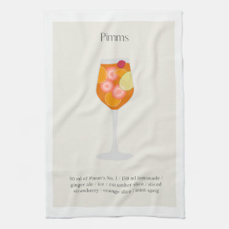 Cocktail recept tetowel, Pimms Kopp Illustration Kökshandduk