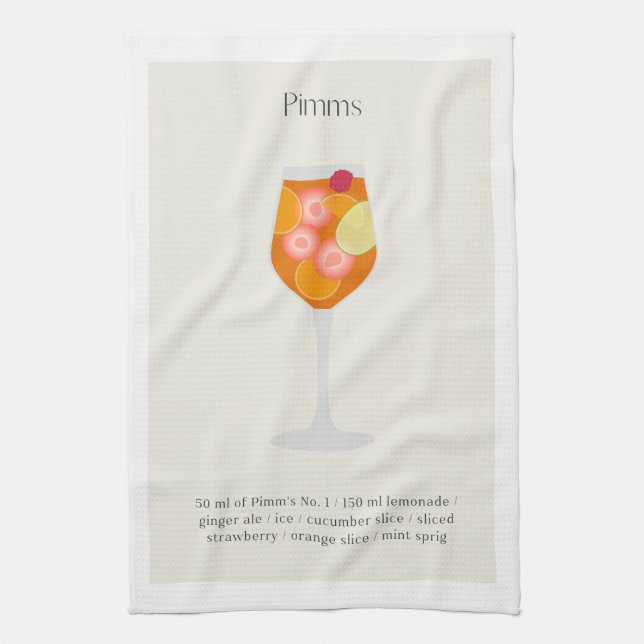 Cocktail recept tetowel, Pimms Kopp Illustration Kökshandduk (Vertikal)
