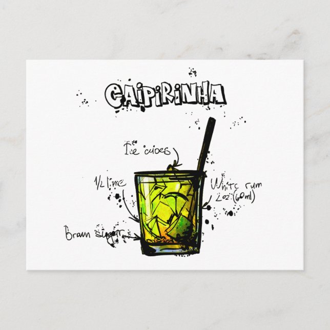 Cocktail Recipe Caipirinia Vykort (Framsida)