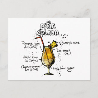 Cocktail Recipe Pina Colada Vykort