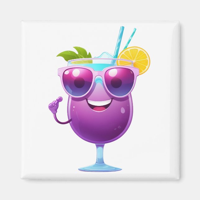Cocktail Roligt Cheerful Vacation Tropical Drink C Magnet (Framsidan)