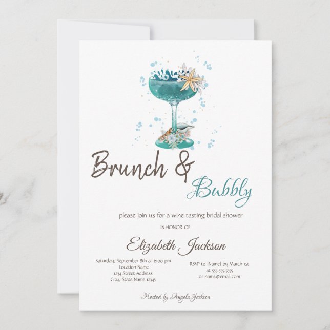 Cocktail Sjöstjärna Brunch & Bubbly Inbjudningar (Framsida)