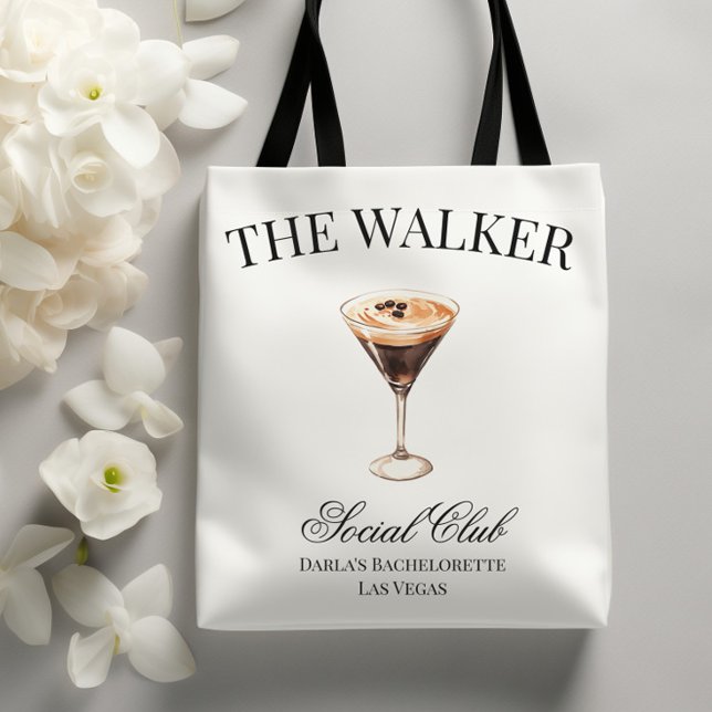 Cocktail Social Club Espresso Martini Senterparty Tygkasse (Custom Name Social Club Tote Bag)
