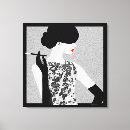 Cocktail Soiree Mode Silhouette Wall Art Canvastryck