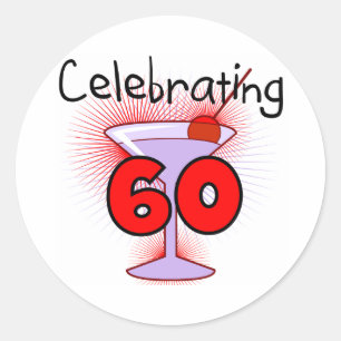 Cocktail som firar 60 Tshirts och gåvor Runt Klistermärke