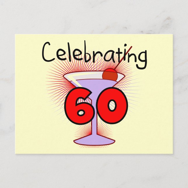 Cocktail som firar 60 Tshirts och gåvor Vykort (Framsida)