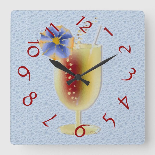 Cocktail-tid Fyrkantig Klocka (Framsida)