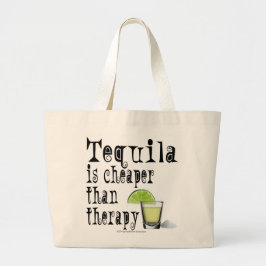 COCKTAIL TOTES, TEQUILA ÄR BILLIGARE ÄN TERAPI JUMBO TYGKASSE