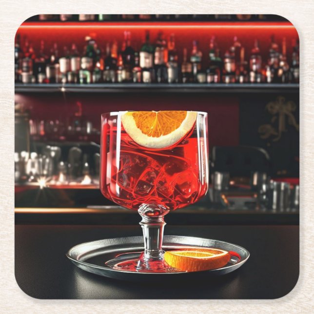 Cocktail Underläggs 02 Underlägg Papper Kvadrat (Framsidan)
