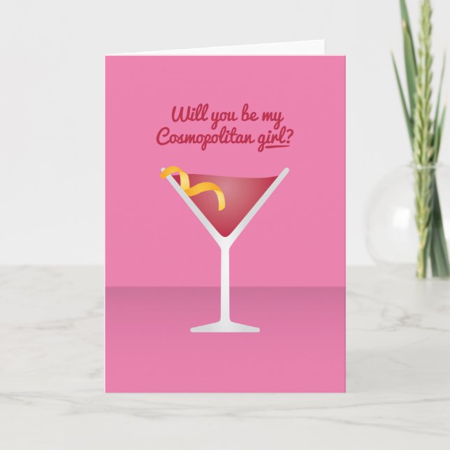 Cocktail Valentine: Kommer du att bli min komopoli Helgkort (Framsida)