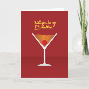 Cocktail Valentine: Kommer du att bli min MANhatta Helgkort