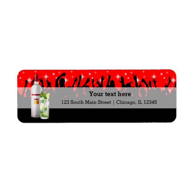 Cocktail * välj bakgrund färg returadress etikett (Framsidan)