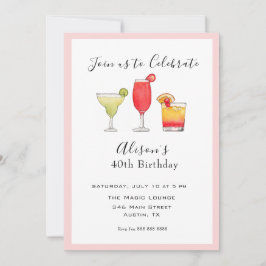 Cocktail Vuxen Födelsedagsfest inbjudan