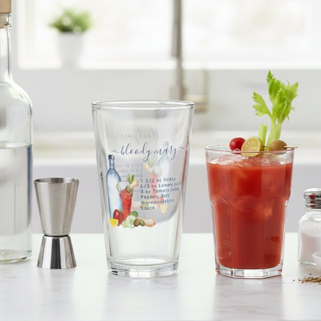 Cocktail Watercolor Recipe Mixed Drink Bloody Mary Glaskopp (Skapare uppladdad)