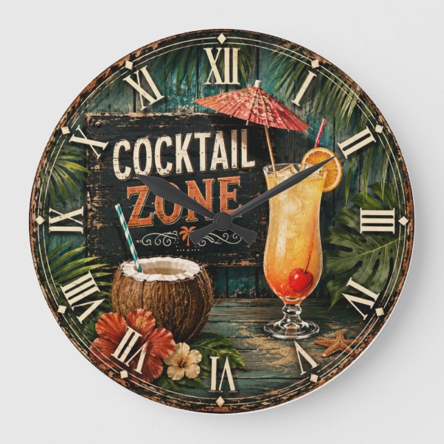 Cocktail Zone Tropical Stor Klocka (Framsida)