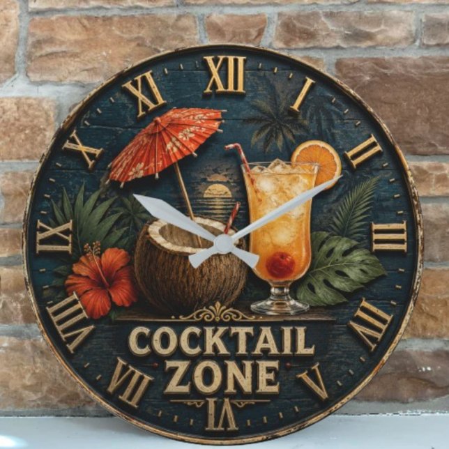 Cocktail Zone Tropical Tiki Bar  Stor Klocka (Skapare uppladdad)