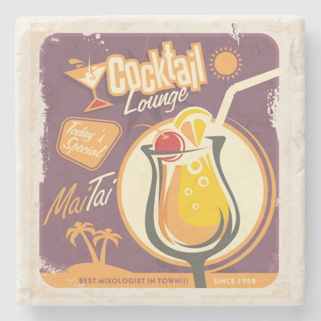 Cocktailbaraffisch Underlägg Sten (Framsidan)