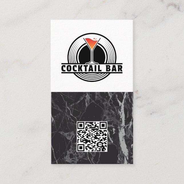 Cocktailbaren Logotyp Grafik | QR-kod Visitkort (Framsida)