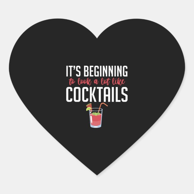 Cocktailbartender-julklappskjuls Hjärtformat Klistermärke (Framsida)