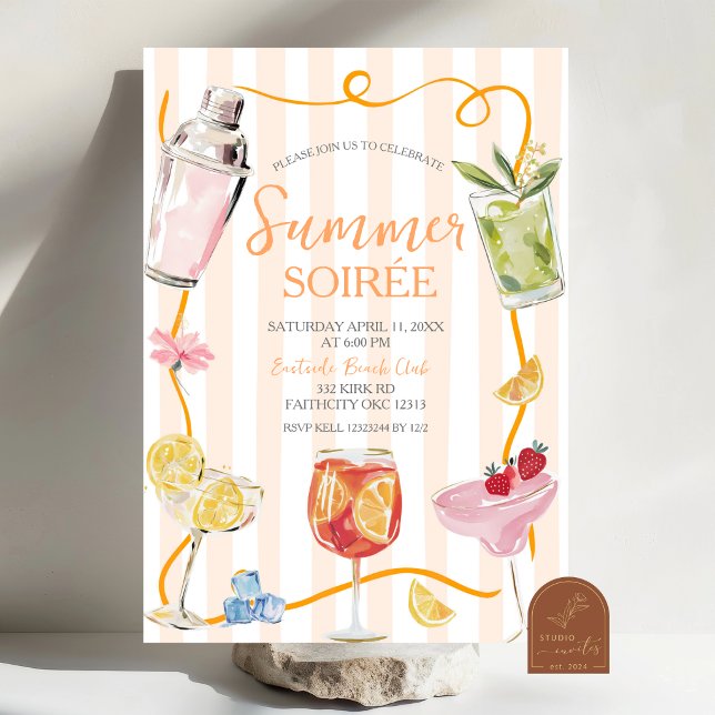 Cocktaildrycker Sommar Soaré Inbjudan (Skapare uppladdad)