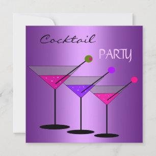 Cocktailfest Cocktaildrycker Martini Lila Inbjudningar