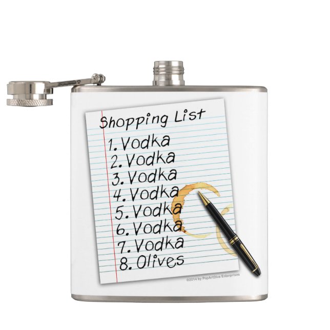 COCKTAILFLASK, VODKA INKÖPSLISTA FICKPLUNTA (Öppnad)