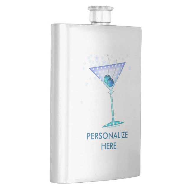 Cocktailflaskor, blå martini-design fickplunta (Höger)