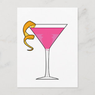Cocktailglas & apelsinsnurr postkort vykort