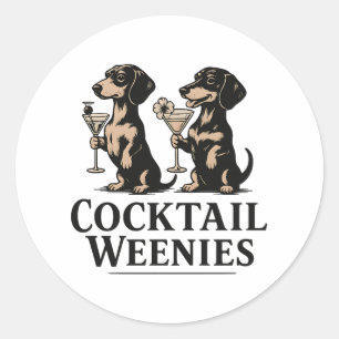 Cocktailkorvar Rolig Dachshund Wienerhund Runt Klistermärke
