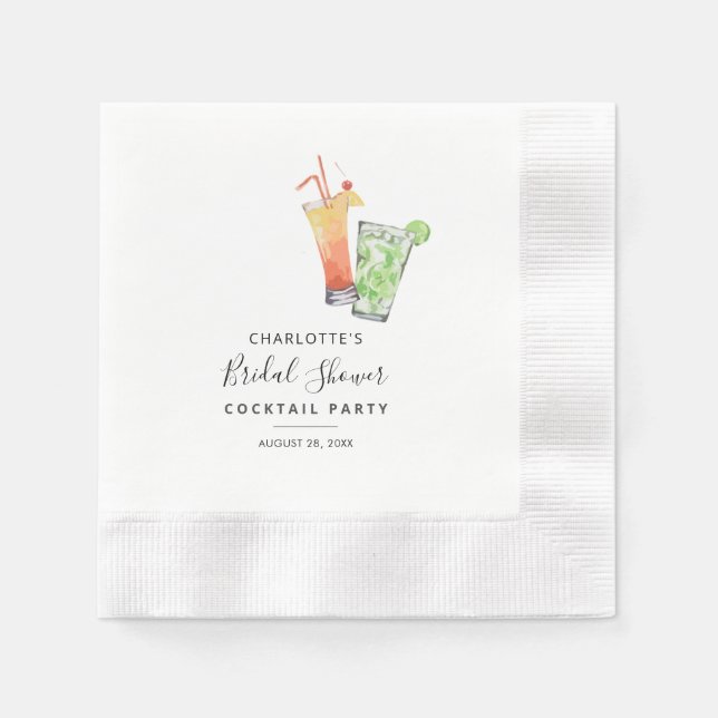 Cocktailparty Bröllopsdusch Manus Papper Pappersservett (Framsidan)