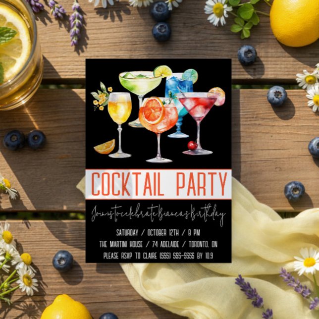 Cocktailparty, Fruktiga Drinkar, Födelsedagsfest Inbjudningar (Skapare uppladdad)