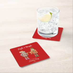 Cocktailparty Jingle Mingle Personlig Röd Underlägg Papper Kvadrat