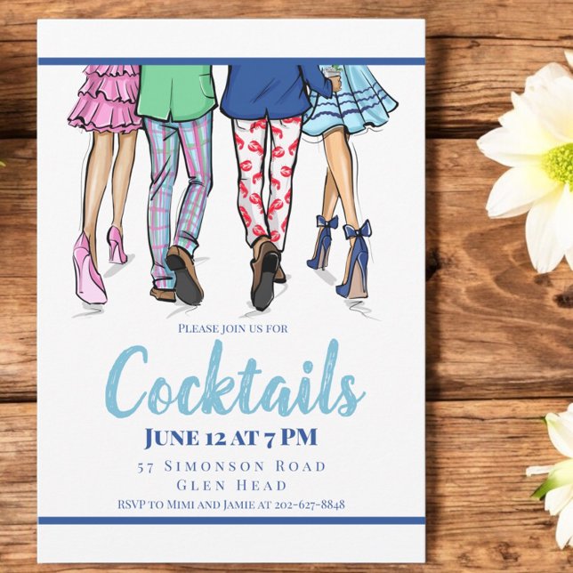 Cocktailparty mode Par kjol lobster Preppy Inbjudningar (Skapare uppladdad)