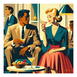 Cocktailparty Par Kärlek vid Första Ögonkastet Fototryck