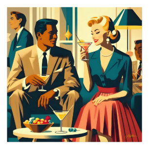 Cocktailparty Par Kärlek vid Första Ögonkastet Fototryck