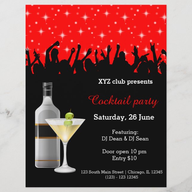 Cocktailparty * välj bakgrundsfärg reklamblad (Framsidan)