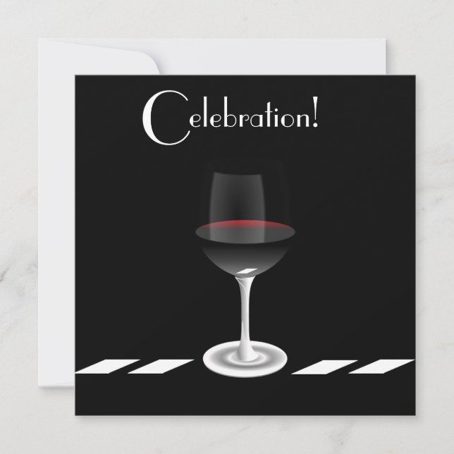 Cocktailpartyfirande i svart och vitt inbjudningar (Framsida)
