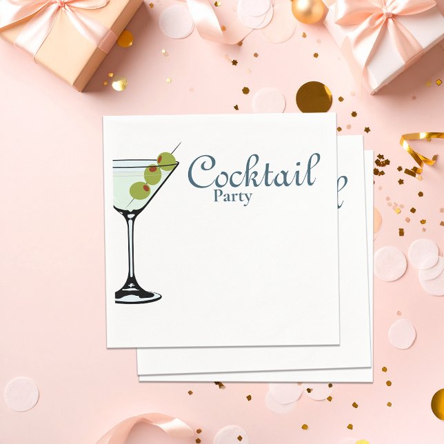Cocktailpartyservett med Martiniglas Pappersservett (Skapare uppladdad)