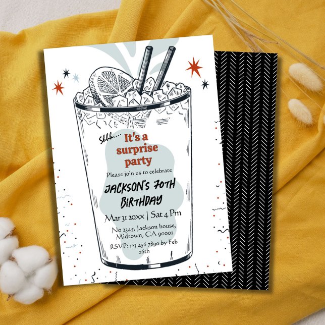 Cocktailretro dricker den 70:e överraskande födels inbjudningar (Skapare uppladdad)