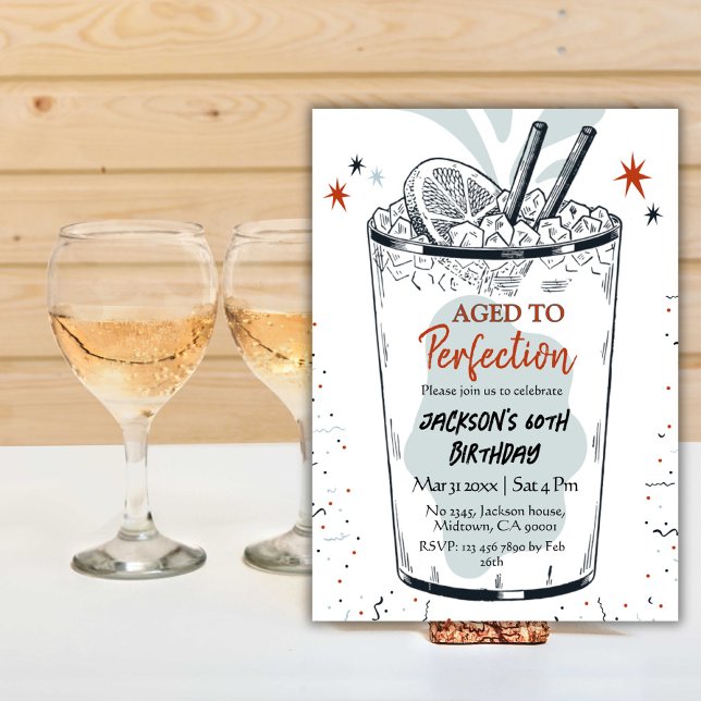 Cocktailretro dricker den enkla 60:e födelsedagen inbjudningar (Skapare uppladdad)