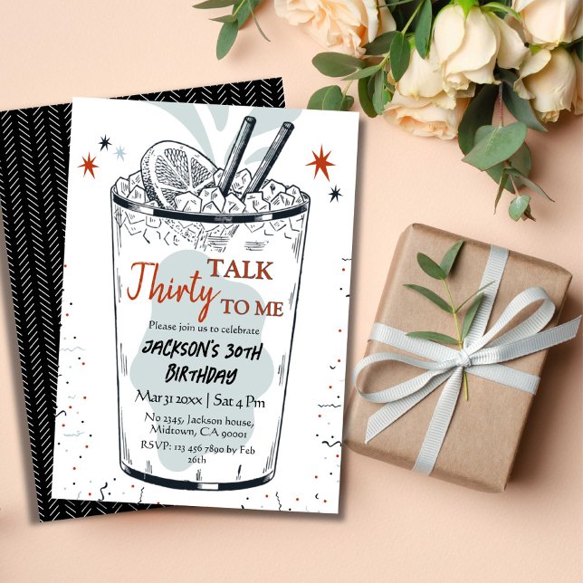 Cocktailretro dricker snyggten 30års födelsedag inbjudningar (Skapare uppladdad)