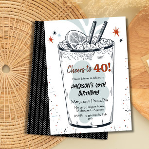 Cocktailretro dricker snyggten 40:e födelsedagen inbjudningar