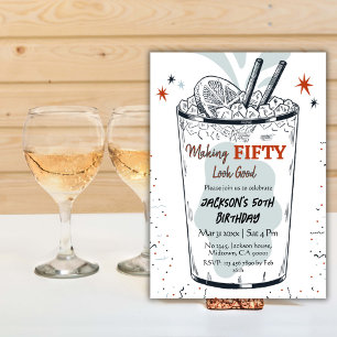 Cocktailretro dricker snyggten 50:e födelsedagen inbjudningar