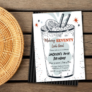 Cocktailretro dricker snyggten 70:e födelsedagen inbjudningar