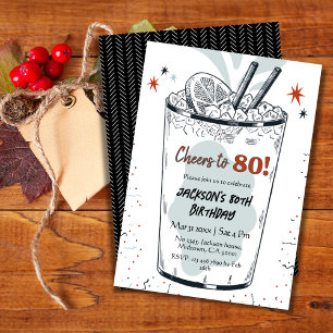 Cocktailretro dricker snyggten 80:e födelsedagen inbjudningar
